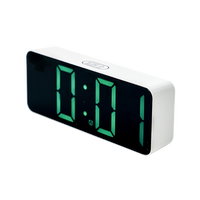 Réveil électronique multifonctionnel à double alimentation grand écran blanc vert LED miroir table de bureau numérique LED