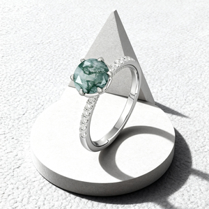 925 Серебряное квадратное кольцо из натурального мха с агатом под заказ, ювелирные изделия из натурального драгоценного камня для женщин, обручальные кольца с камнями - Product Image 3