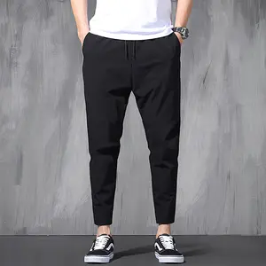 Calças cropped de secagem rápida masculinas, calças curtas de secagem rápida para esportes, lazer, versátil, elástica