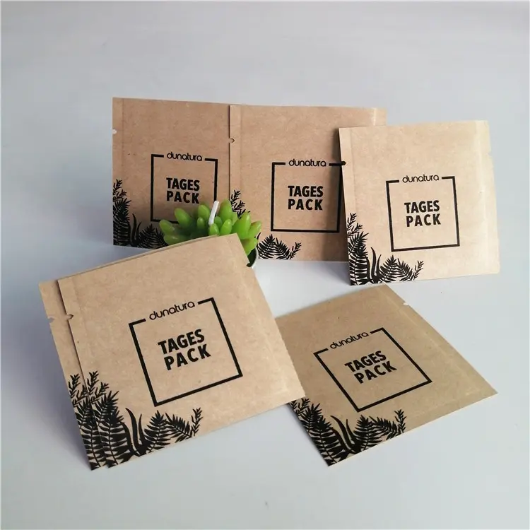 Custom Biodegradable Small Brown Kraft Paper Green Coffee Tea Bags/ Plastic Tea Sachet Packaging Bag / Detox Tea Coffee Pouch