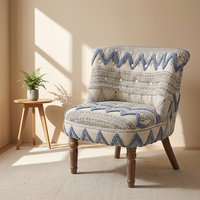Fauteuil d'appoint Bohème Kantha Patchwork pour Hôtels, Canapé Simple de Salon Boutique avec Pieds en Bois Ignifuges – Vente en Gros