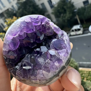Ein Stück natürliche <span class=keywords><strong>Amethyst</strong></span>-Geode kugeln, dunkel violette <span class=keywords><strong>Amethyst</strong></span>-Cluster kugeln für Wohnkultur - Product Image 3