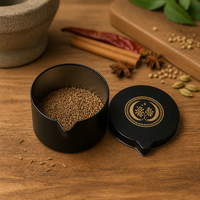 Boîte en métal ronde noire personnalisée avec bec verseur pour l'emballage et le stockage en gros de matcha, de thé vert en poudre et de grains de café