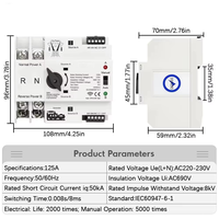 Reliable Intelligent 2P AC230V WiFi ATS Dual Power Automatic Transfer Switch for City Power Generator Conversion