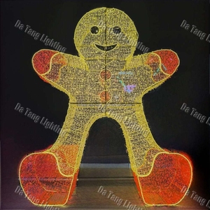 Large <b>Gingerbread</b> Man Light for Creating a Recognizable Holiday Landmark Around Plazas Walkways and Public Spaces - Product Image 4