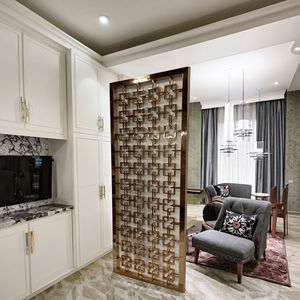 Heimdeko Quadratischer Knoten Zum Fabrikpreis Vergoldete Dekorative Lasergeschnittene Metall-Kastenrahmenstruktur Art-Déco-Trennwände Raumteiler - Product Image 1