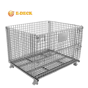 E-DECK metal industrial stackable folding galvanized heavy duty steel basket