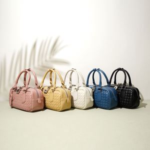 Bolso de Moda Casual de Diseño de Lujo para Mujer, Tejido a Mano en Piel de Vacuno, Cierre de Cremallera, Correa Extraíble, Estilo Boston, Piel Genuina - Product Image 1