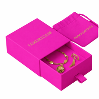 Boîte à bijoux personnalisée en carton avec pochette en microfibre, ensemble de rangement pour colliers, bagues et boucles d'oreilles, emballage en gros avec logo