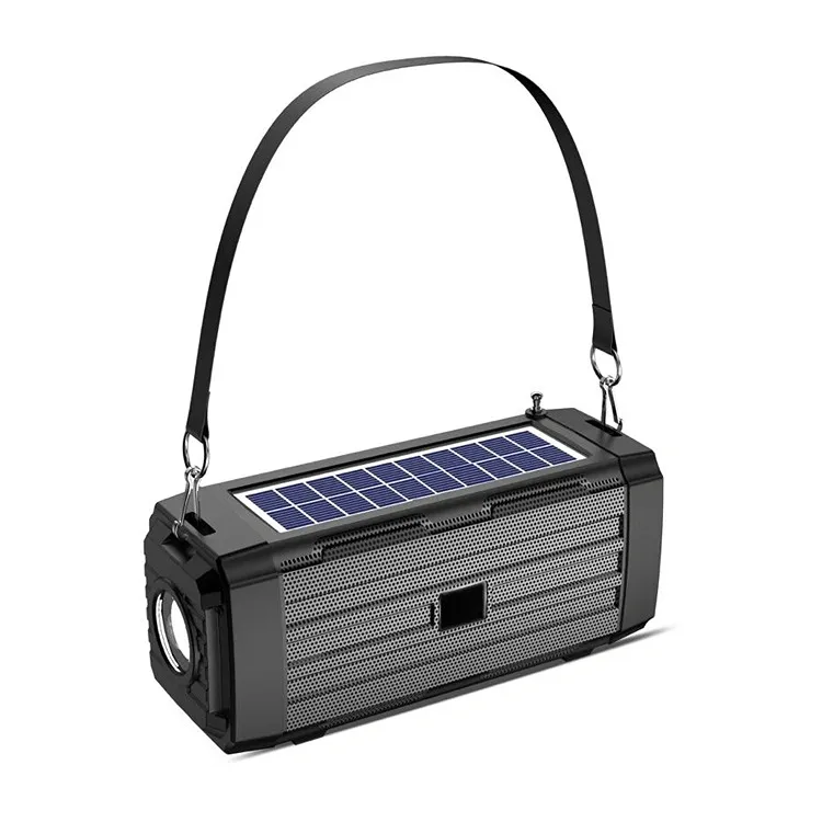 Solar Speaker Outdoor Zonne-Energie Zaklamp Draadloze Draagbare Speaker 3 In 1 Tf Usb Fm Radio Speaker
