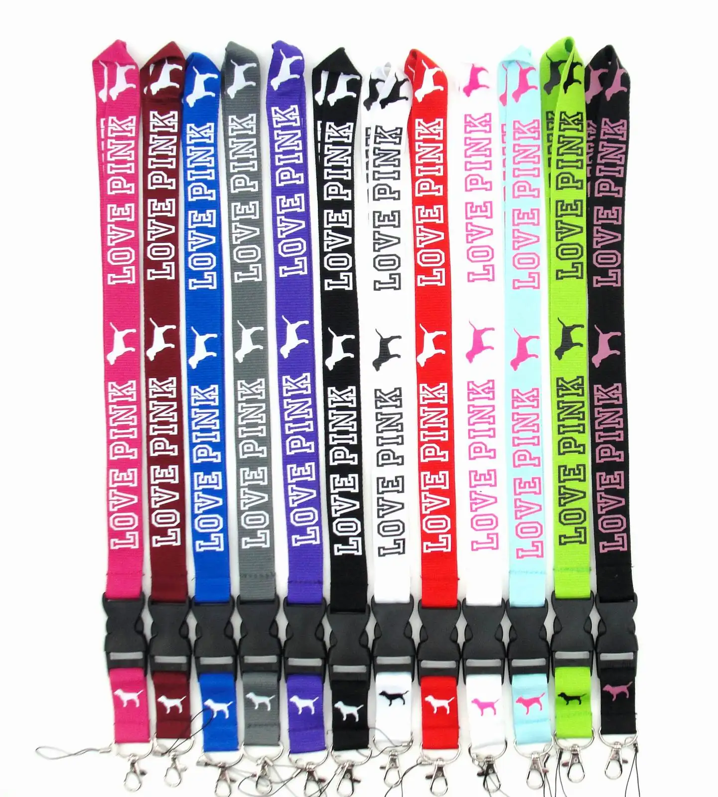 Groothandel 10 Stuks Blauw Logo Vs Custom Merk Neck Strap Sleutelhanger Lipgloss Lanyard Roze Kleuren In Voorraden Voor Verkoop