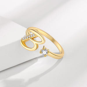 Anillo de Latón de Moda con Letras del Alfabeto, Ajustable, Unisex - Product Image 4