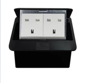 Prise de sol universelle carrée britannique Schuko avec 2 prises CA, ports RJ45 USB-C et USB-A, IP40, en alliage d'aluminium, pour usage intérieur