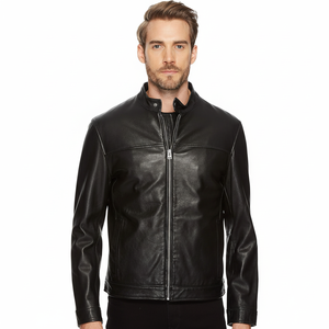 Chaqueta de piel sintética de estilo clásico Premium para hombre, ropa de abrigo informal con procesamiento de punto transpirable de talla grande para invierno - Product Image 1