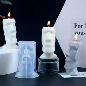 초상화 스타일 부활절 섬 거대한 향기로운 촛불 석고 왁스 용융 실리콘 금형 DM321 DIY 인체 추상 케이크 도구 10pcs