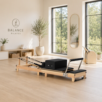 Reformer de Pilates en bois de chêne pliable rapidement avec roues, certifié CE, équipement d'exercice facile à ranger pour la maison et la salle de sport