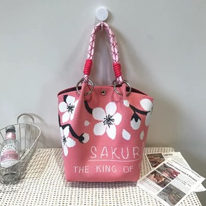 Borsa <span class=keywords><strong>a</strong></span> secchiello da donna in stile coreano grande capacità alla moda All-Match per lo <span class=keywords><strong>Shopping</strong></span> da viaggio due manici fiori aperti - Product Image 4