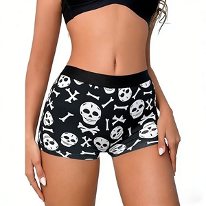 Calzones tipo bóxer elásticos personalizados para <span class=keywords><strong>mujer</strong></span> con estampado de dibujos animados y letras, de tiro medio - Product Image 6