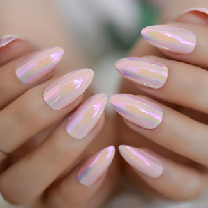 Nuevas <span class=keywords><strong>uñas</strong></span> cromadas almendra neón longitud media <span class=keywords><strong>Rosa</strong></span> lujo Prensa en <span class=keywords><strong>uñas</strong></span> - Product Image 2