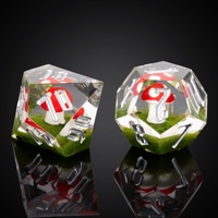 Pour Udixi Donjons et Dragons personnalisables Ensemble de dés polyédriques à tranchants 7 pièces en résine de champignon rouge pour jeux RPG
