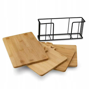 Juego de 4 tablas de cortar de índice de bambú de grado alimenticio, tabla de cortar con soporte de Metal de secado para carne de pan de cocina - Product Image 3