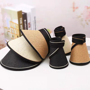Sombrero de Paja Panamá de Alta Calidad para <span class=keywords><strong>Mujer</strong></span>, con Parte Superior Abierta, Plegable, <span class=keywords><strong>Visera</strong></span> Enrollable, para Deportes al Aire Libre, <span class=keywords><strong>Playa</strong></span> y Viajes - Product Image 2