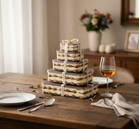 Grand Récipient Transparent en PS PET pour Tiramisu et Gâteaux Mousse, Idéal pour le Stockage Alimentaire et la Présentation de Tiramisu – Vente en Gros