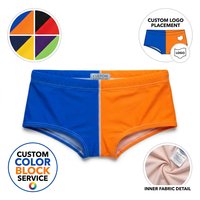 Celana Renang Pria OEM Custom Dua Warna Blok Warna Kontras Cepat Kering Model Bold Fashion Grosir