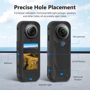 PULUZ シリコン保護ケース レンズカバー付き Insta360 X5 耐衝撃 落下防止 傷防止 カメラケース - Product Image 3