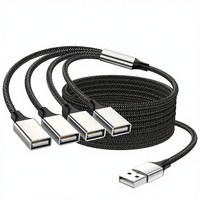 Adaptateur OTG 3-en-1 double USB 2.0 avec cordon d'alimentation en PVC pour voiture, téléphone, caméra, microphone, haut-parleur, moniteur, HDTV, charge/transfert de données