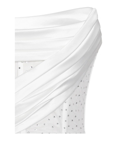 Abito da sposa <span class=keywords><strong>bianco</strong></span> corsetto in raso abito <span class=keywords><strong>lungo</strong></span> abito da sera da sera a fessura alta - Product Image 4