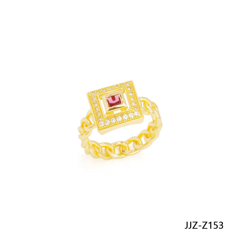 JXX JJZ-Z153 Femmes Offre Spéciale Anneaux De Mariage Carré Avec Zircon Diamant Bagues de Fiançailles 24K Plaqué OR Anneaux Pour La Vente En Gros