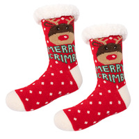 2025 hiver intérieur mi-mollet chaud floue pantoufle chaussettes antidérapant moelleux sommeil doux polaire doublé Sherpa chaussettes de noël en gros