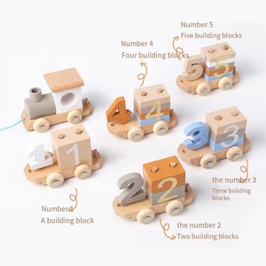 Jeu de blocs numériques en <span class=keywords><strong>bois</strong></span> Montessori, <span class=keywords><strong>train</strong></span> de colonnes de comptage mathématiques, jouet éducatif pour l'apprentissage précoce des tout-petits, blocs de construction StarQmi - Product Image 5