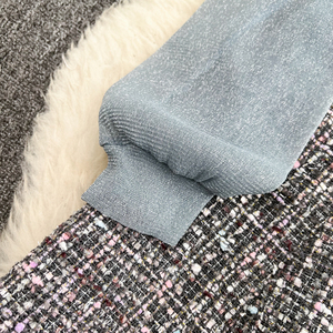 Autunno piccola fragranza temperamento cravatta a farfalla <span class=keywords><strong>Tweed</strong></span> abito reticolo - Product Image 5