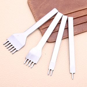 Hot Selling 4pcs 4mm <strong>Leather</strong> <strong>Hole</strong> <strong>Punch</strong> Working Tools 1/2/4/6 Prong Chisel <strong>Leather</strong> Punching Tool Set - Product Image 1