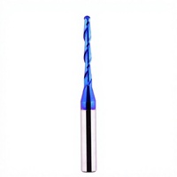 Fraise à queue sphérique pour PCB, en carbure de tungstène CNC, revêtement Nano Bleu, 2 dents, 1 pouce, micro-fraisage latéral