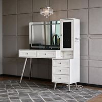 Nouvelle Commode d'Appoint Chic Série Blanche avec Deux Tiroirs Latéraux et Trois Tiroirs Inférieurs