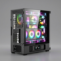 Boîtier de PC de jeu noir de taille moyenne ATX Micro-ATX avec panneau latéral en verre trempé, ports USB et audio sur le devant