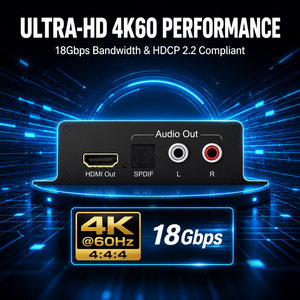 <span class=keywords><strong>Extracteur</strong></span> <span class=keywords><strong>audio</strong></span> <span class=keywords><strong>HDMI</strong></span> 4K60Hz, sortie stéréo <span class=keywords><strong>RCA</strong></span> + optique Toslink, 18 Gbps HDCP 2.2, HDR, Dolby Atmos - Product Image 2