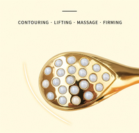 Bâton de massage facial portatif pour le soin du visage et des yeux, tête en perles métalliques dorées, étanche, outil de beauté pour raffermir la peau