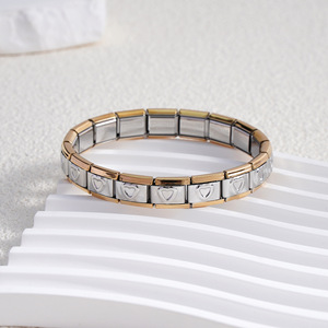 Modular Heart Bracelet Stainless Steel Elastic Unisex Gift Jewelry Bangle - Product Image 3