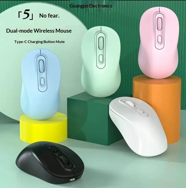 Dual-mode USB Rechargeable Silent Gift Mouse for Ergonomic Office Computer Laptop Multi Color Wireless Mouse