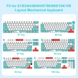 Gros nuages au bord de la mer thème mignon 40% Sublimation Gamers <span class=keywords><strong>Gk61</strong></span> 84 mise en page allemande Pbt colorant sous bricolage profil Keycap pour clavier - Product Image 2
