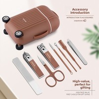 Ensemble de coupe-ongles miniatures 8-en-1 en plastique et acier inoxydable Lattis pour la maison, avec étui de voyage pour outils de manucure