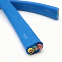 JHSB Flaches Tauchpumpenkabel 3x4/6/8AWG + Erdung 1x8/10AWG Blaues PUR Wasserdichtes Kabel für Tiefbrunnen-Tauchpumpen
