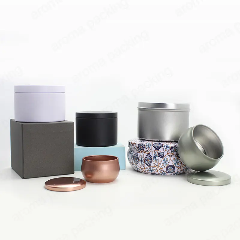 Wholesale matte round tin jar for candles multi-capacity candle tin cans with metal lid for storage