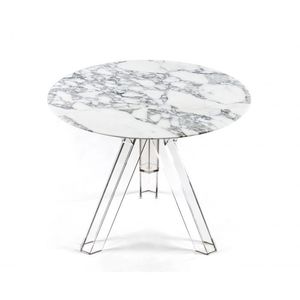 Ometto tondo tavolo da pranzo in marmo Emperador diametro 90cm con Base trasparente modello TMR011 per Home Bar soggiorno mobili - Product Image 3