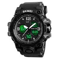 SKMEI 1155B Montres-bracelets de Sport et de Course pour Hommes, Étanche, Mouvement Quartz LED, Réserve de Marche, Boussole Numérique, Bracelet Parapluie