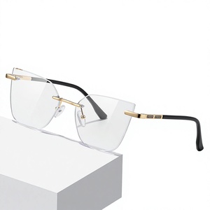 Nuevas <span class=keywords><strong>Gafas</strong></span> Anti Luz Azul sin Marco para <span class=keywords><strong>Mujer</strong></span> con Lentes <span class=keywords><strong>de</strong></span> PC para Rostro Redondo, Compatibles con Lentes Graduadas para Miopía, Modelo 9760 - Product Image 1